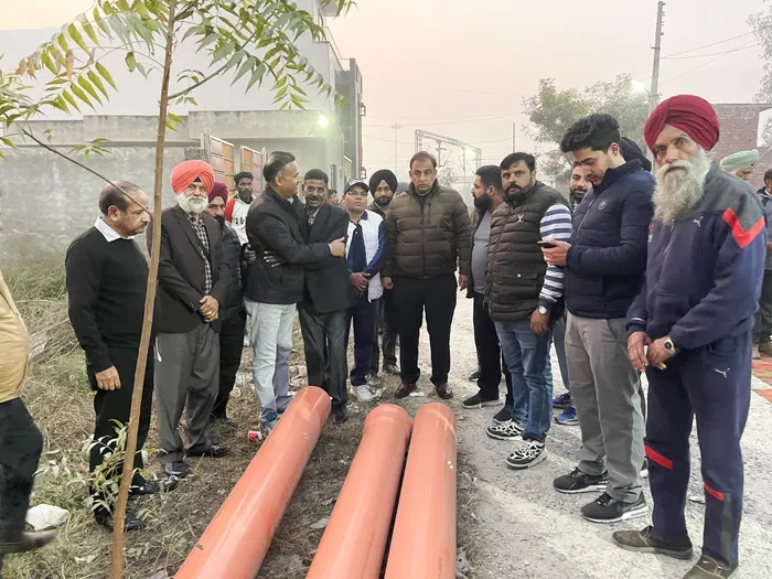 New sewer pipes laid for a water-supply upgrade in a Jalandhar Central colony