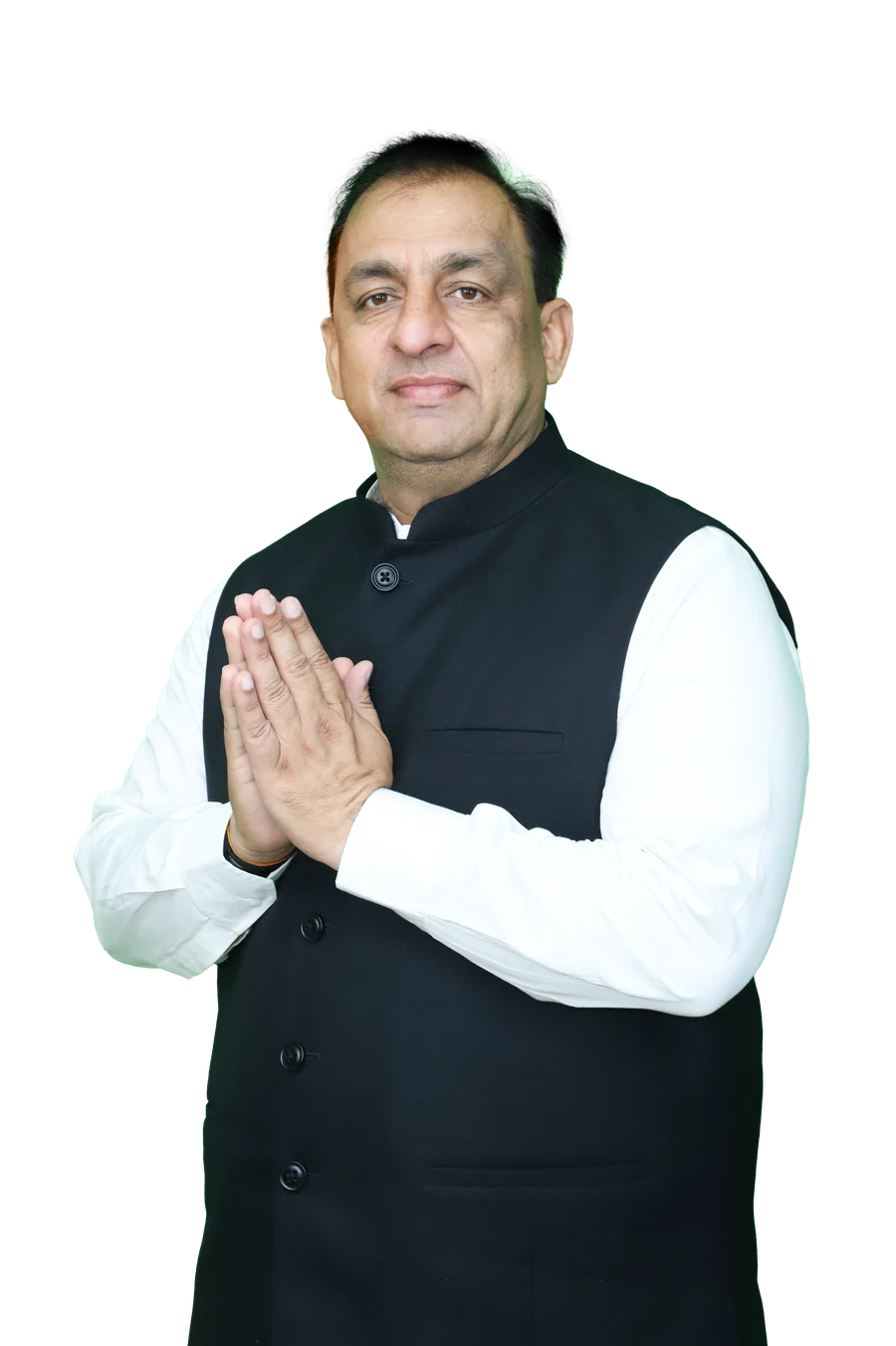 Nitin Kohli, Aam Aadmi Party In-charge of Jalandhar Central, greeting with folded hands
